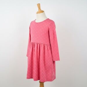 100% Cotton Pink Dress With White Polka Dots Girl's Size 5T